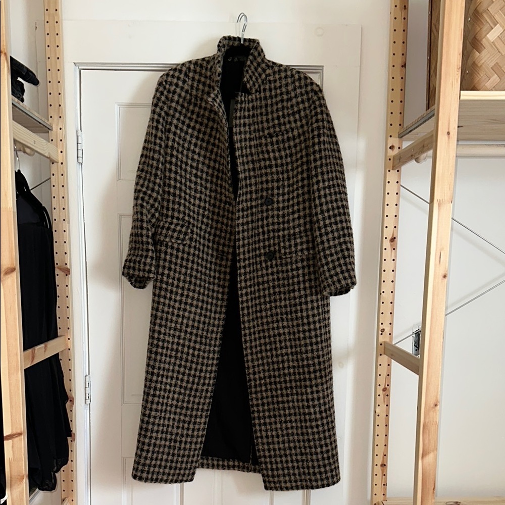 All Saints NWT Houndstooth Wool Blend Long Coat